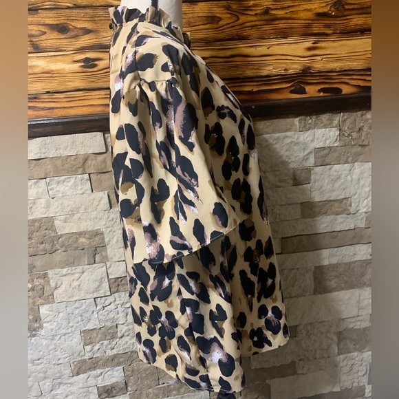Animal Print Cheetah Plus Size Ruffle Neck Swing Top 2X - Picture 9 of 9